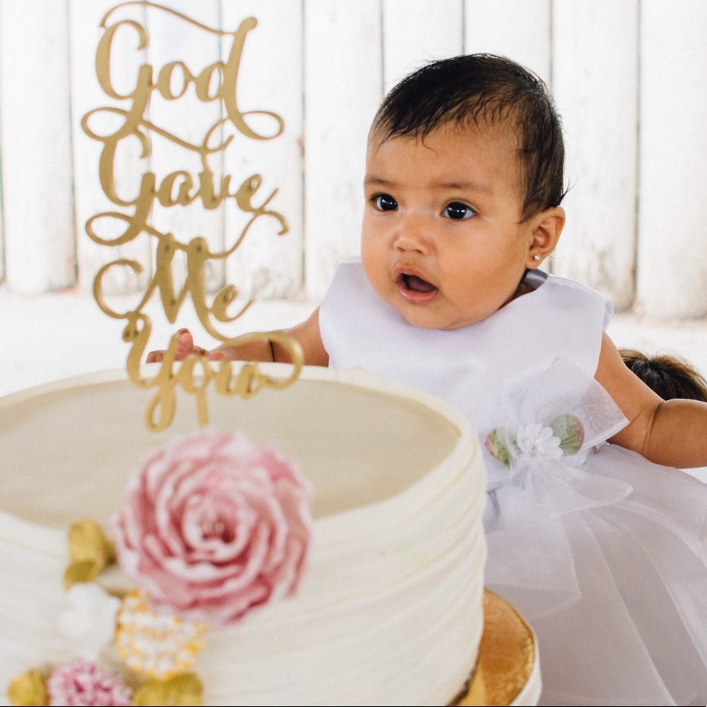 EUC - Baby Girl White Baptism Dress 6 MON